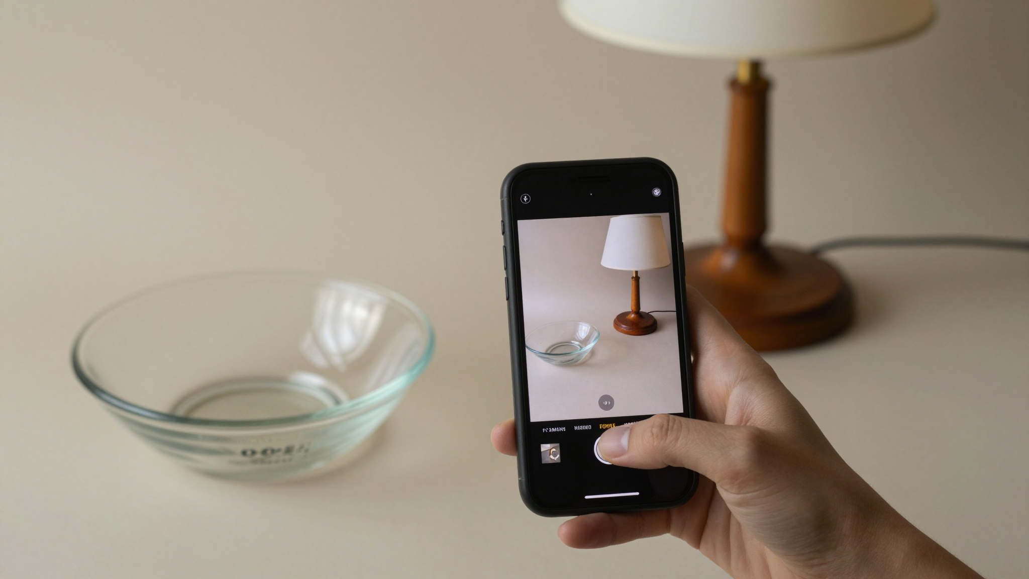 phone identifying a vintage item on a neutral background