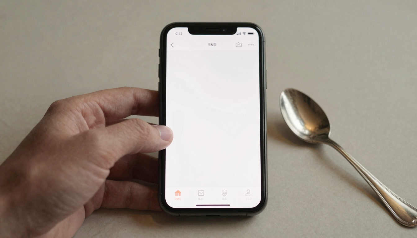 Smartphone photographing an antique silver spoon on a neutral background